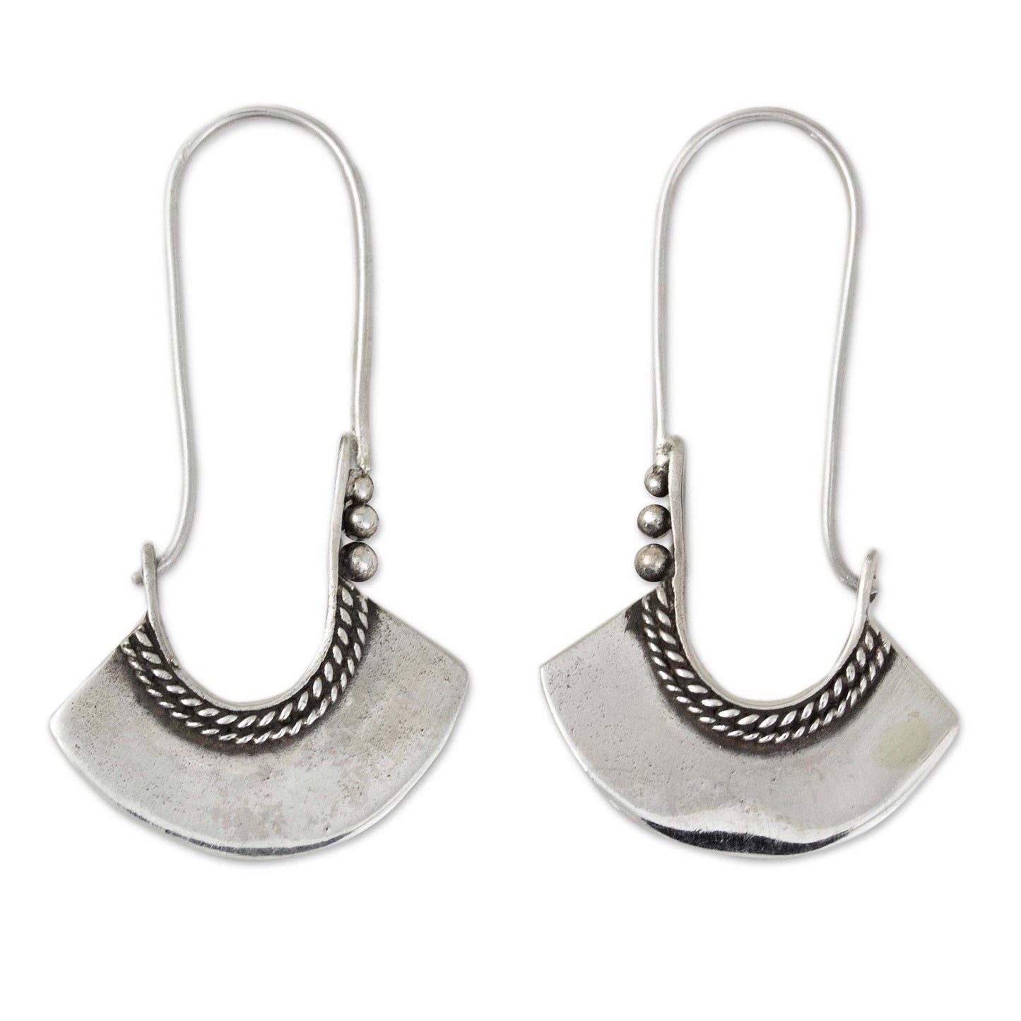 Hollow Bell Sterling Silver Hoop Earrings