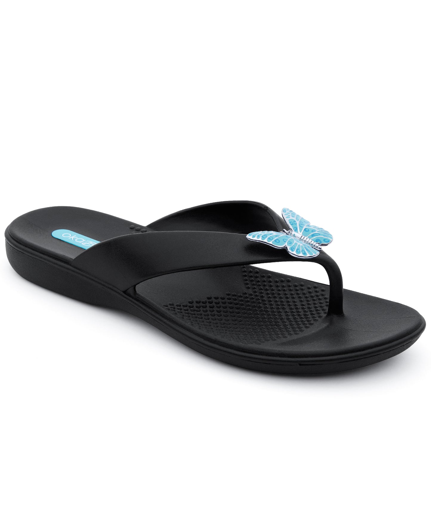 Oka-B Hope Women's Flip Flops with Blue Butterfly Pendant