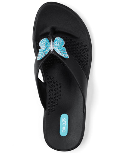 Oka-B Hope Women's Flip Flops with Blue Butterfly Pendant