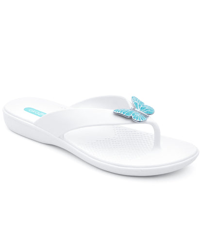 Oka-B Hope Women's Flip Flops with Blue Butterfly Pendant