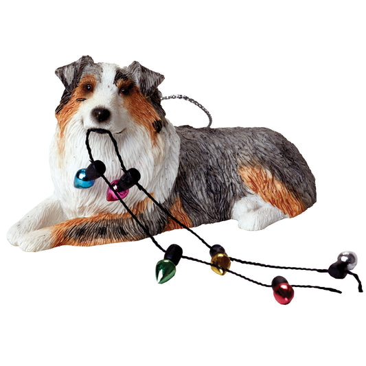 Blue Merle Australian Shepherd Christmas Ornament