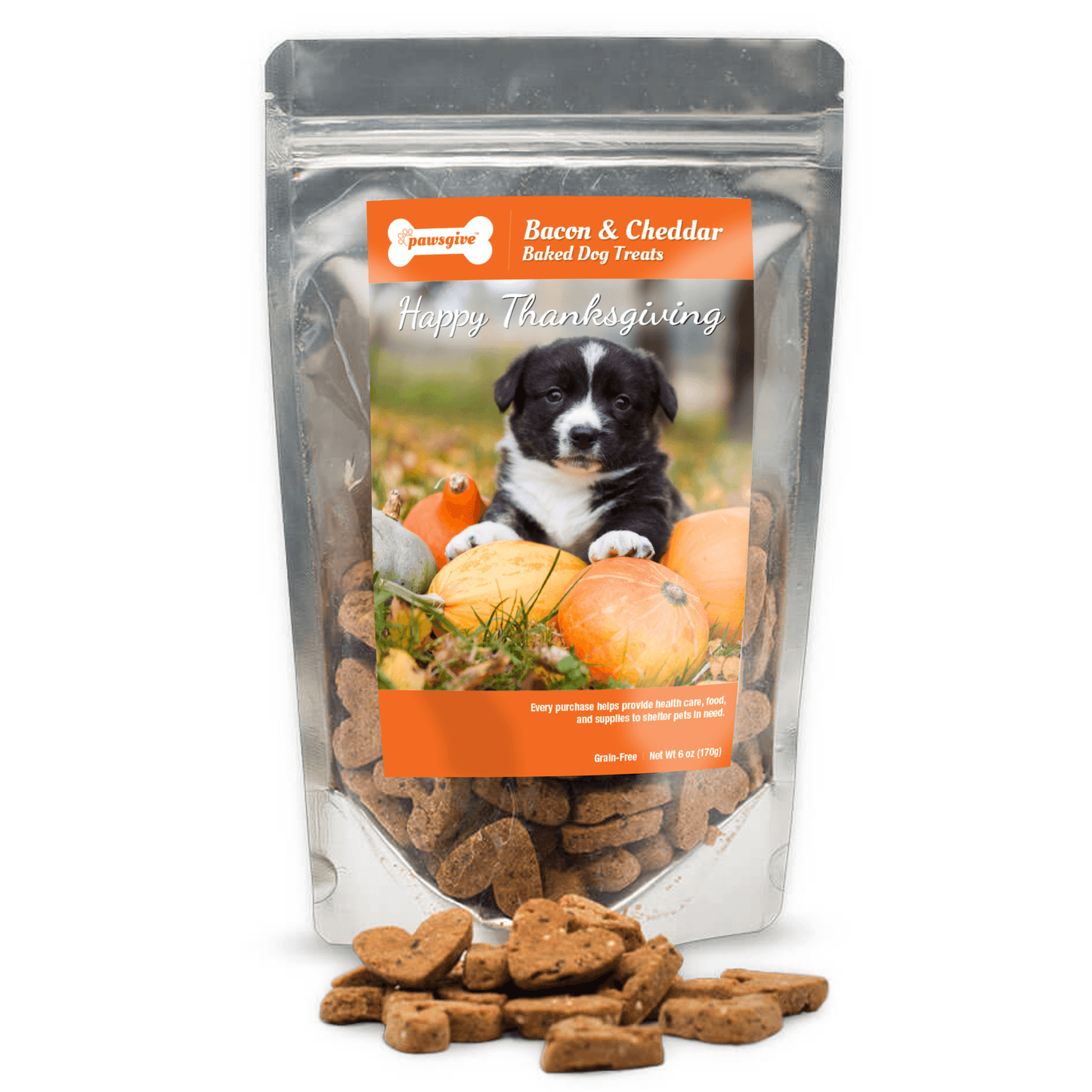 PawsGive - Crunchy Gluten Free Bacon & Cheese Thanksgiving Dog Treats