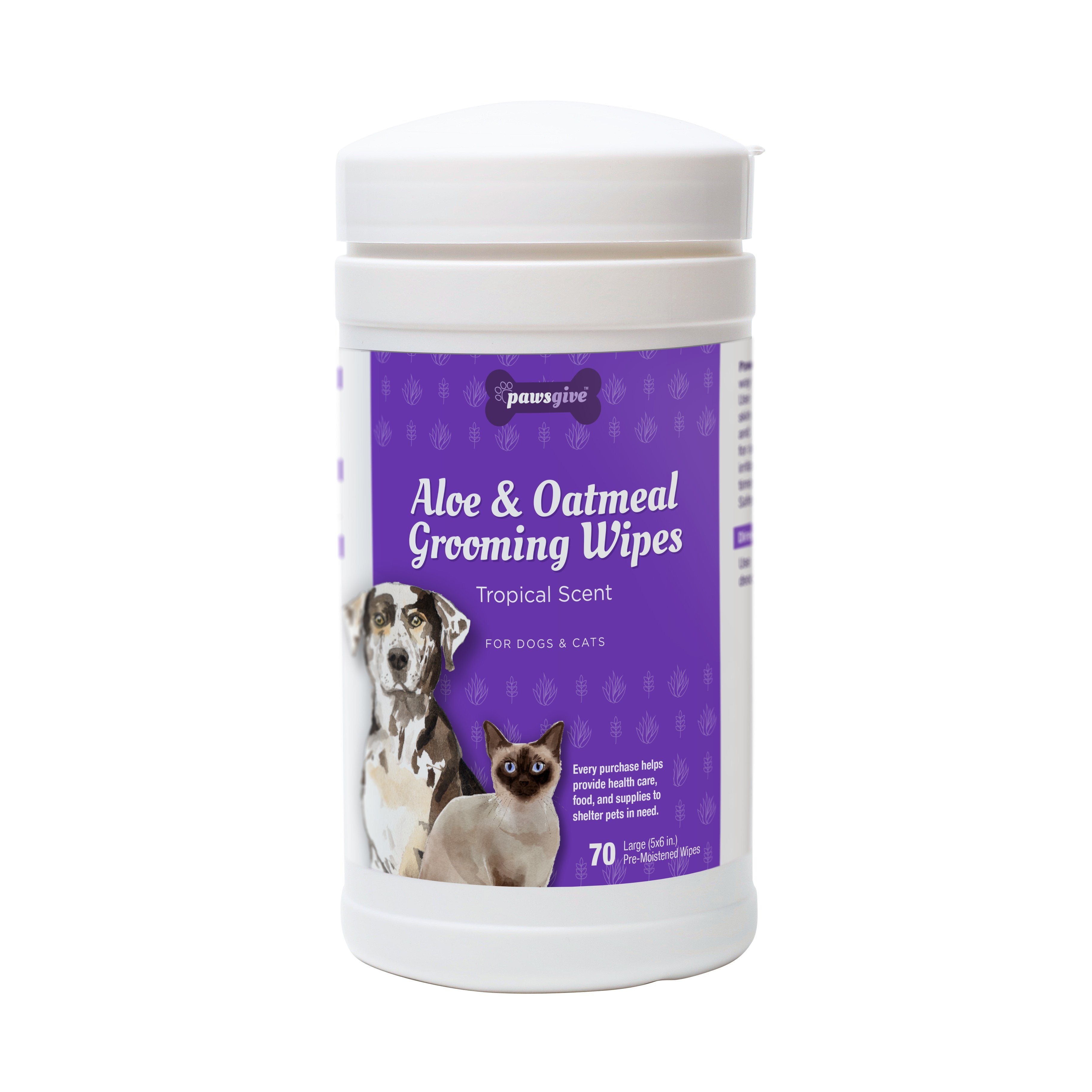 PawsGive Aloe and Oatmeal Grooming Wipes For Dogs and Cats Pet Wipes The Animal Rescue Site