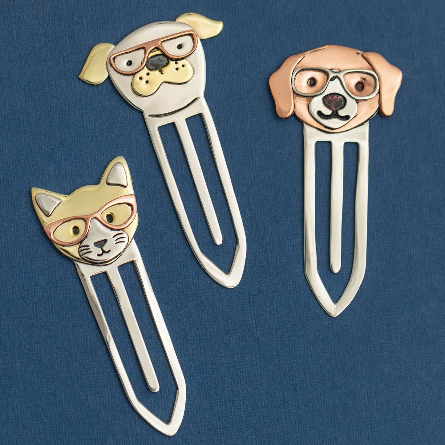 Reading Pets Mixed Metal Bookmark