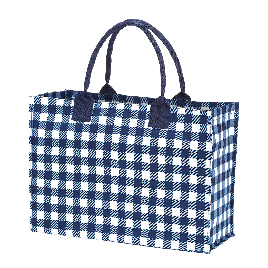 Navy Check Tote