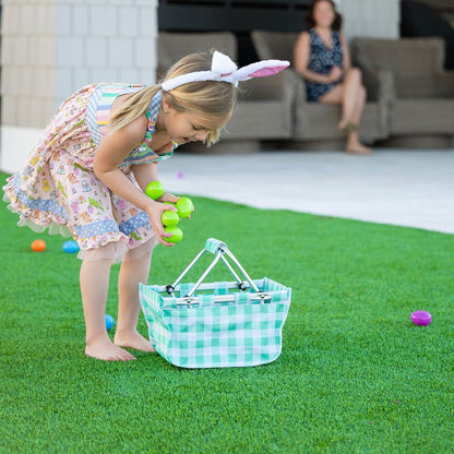 Mint Check Mini Market Tote