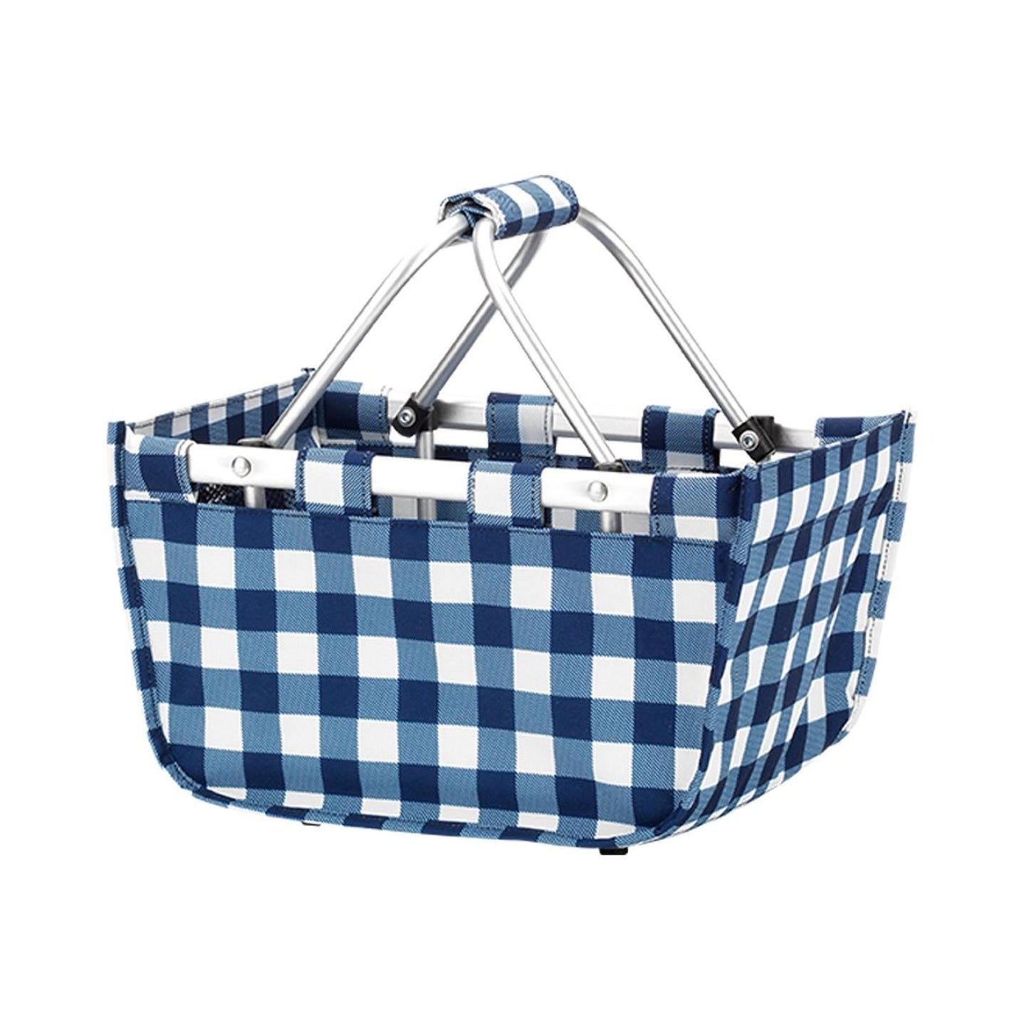 Navy Check Mini Market Tote