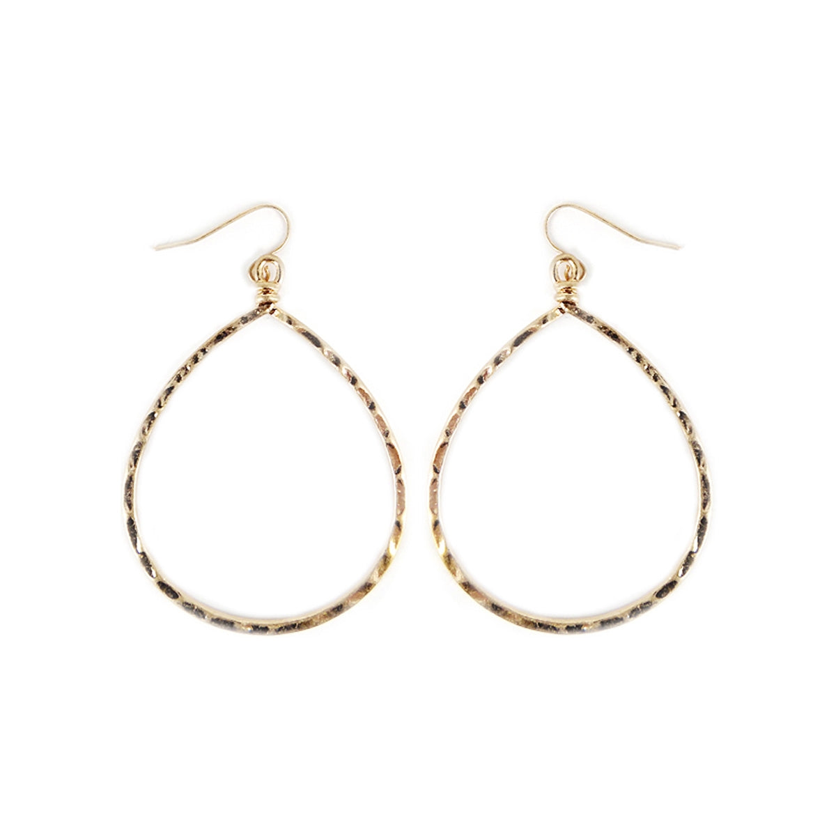 Hammer Oval Gold Hoop Earrings