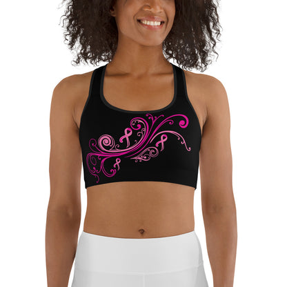 Pink Ribbon Swirl Sports Bra