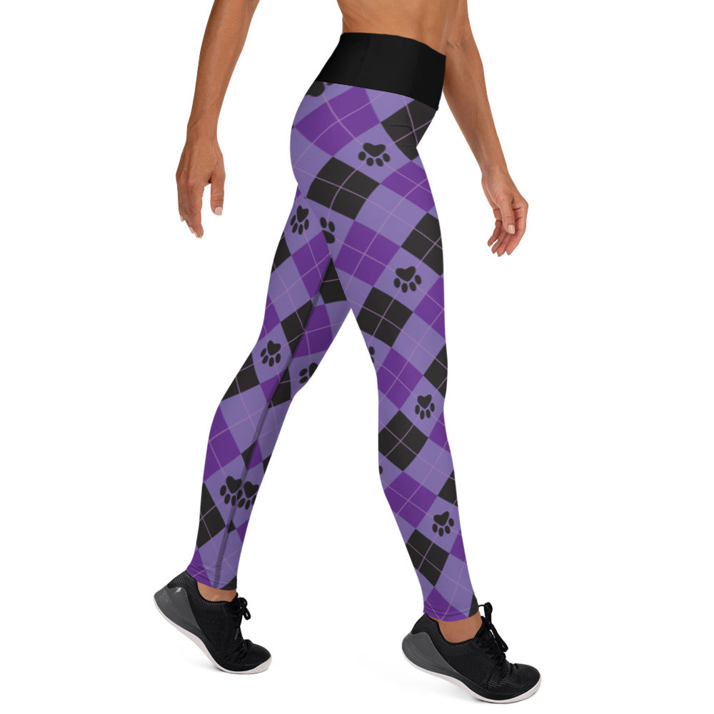 Paw Print Argyle Yoga Leggings