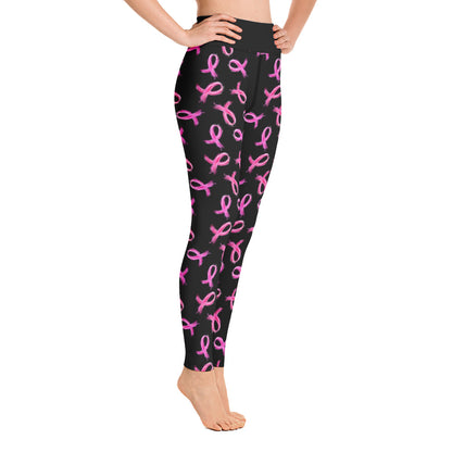 Painted Pink Ribbon Yoga Leggings