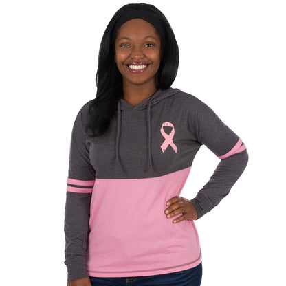 Believe Pink Ribbon Two-Toned Hooded Tee