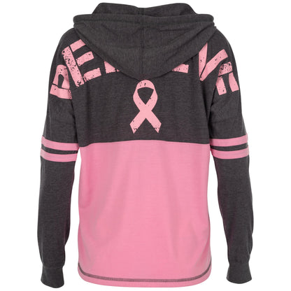 Believe Pink Ribbon Two-Toned Hooded Tee