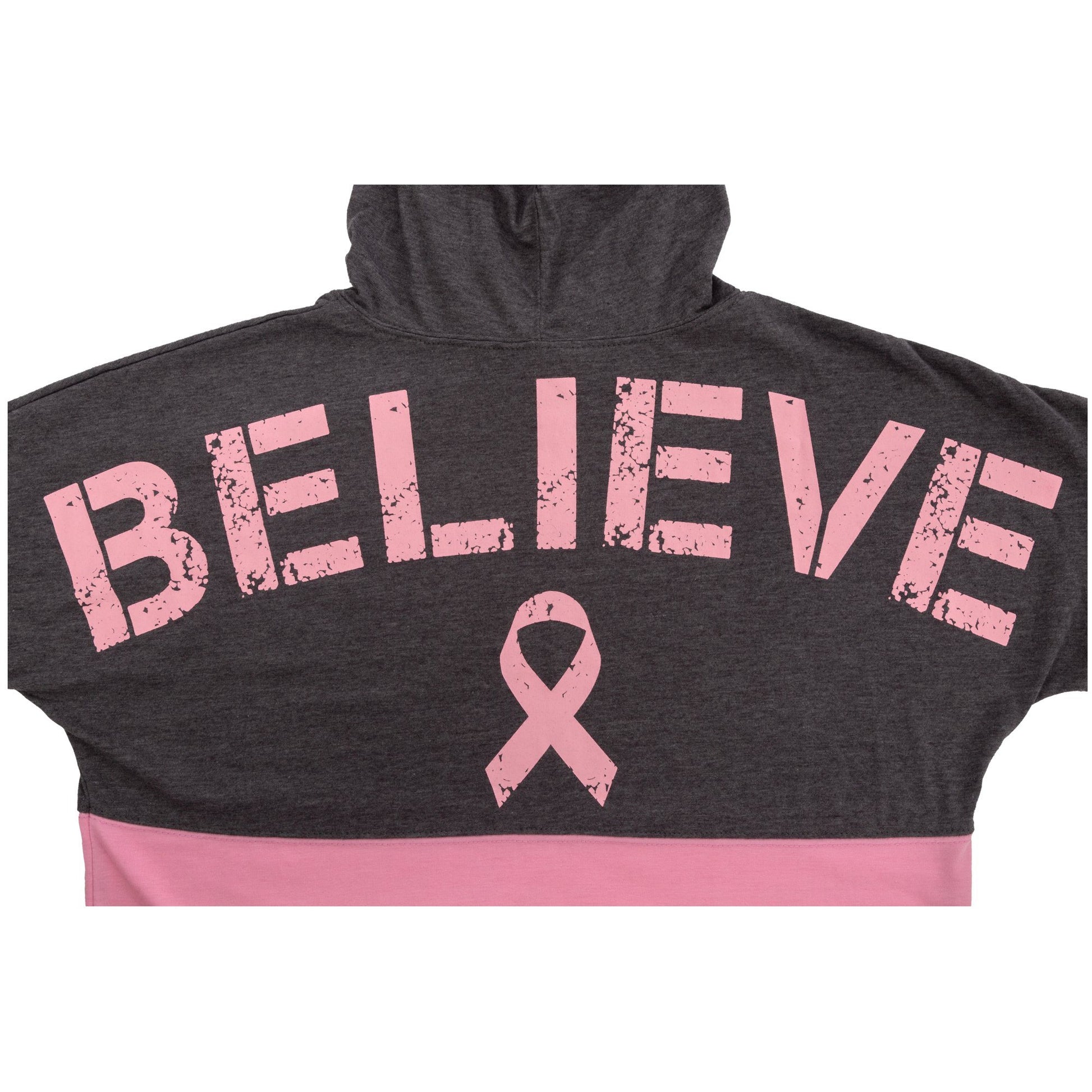 Believe Pink Ribbon Two-Toned Hooded Tee