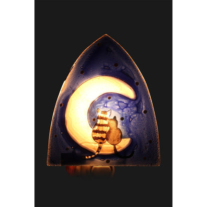 Moonlight Cats Recycled Glass Night Light