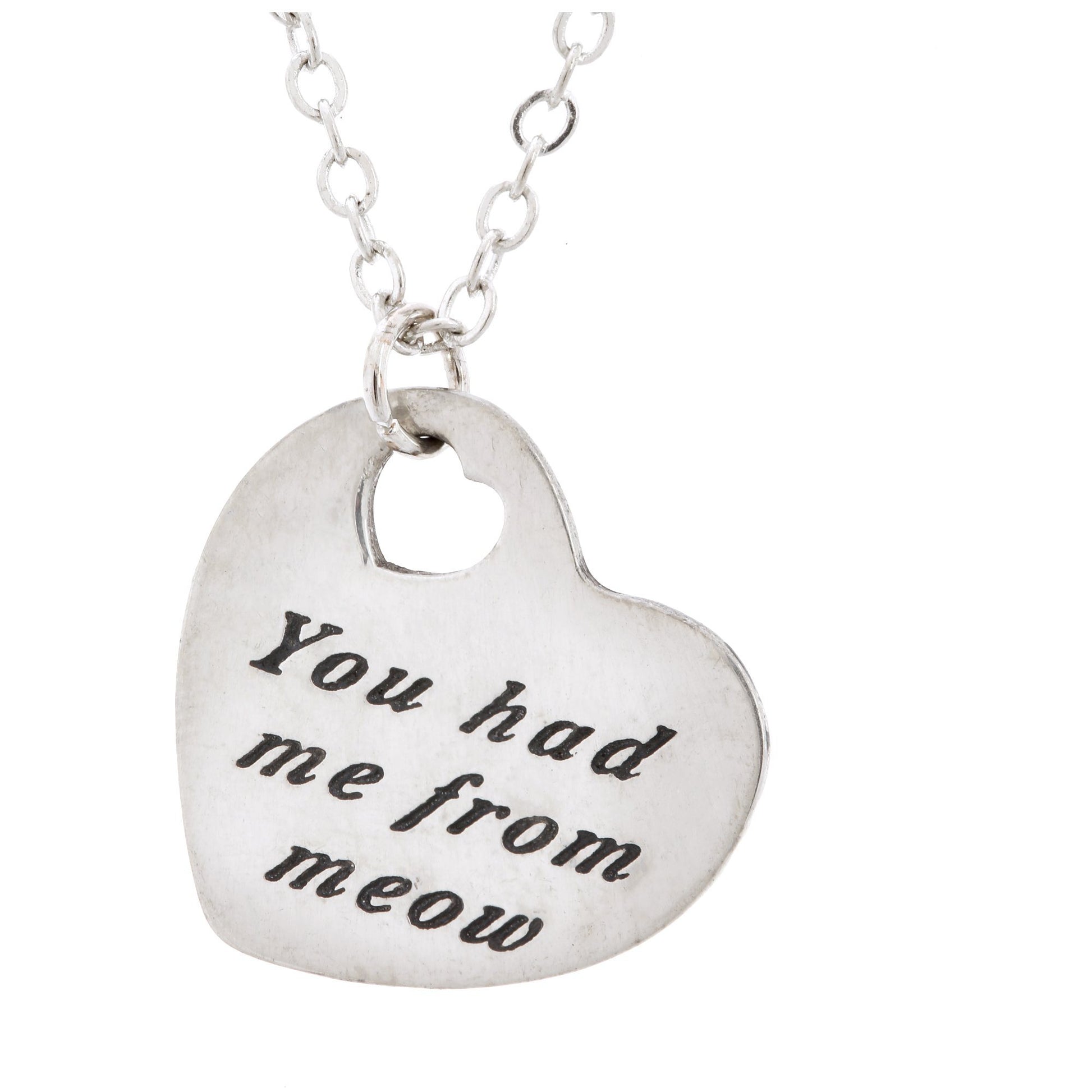 PROMO - You Had Me From Meow Pewter Heart Necklace