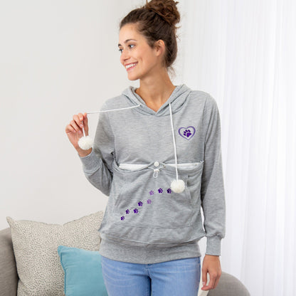 Purple Paw Pet Pouch Hooded Sweatshirt