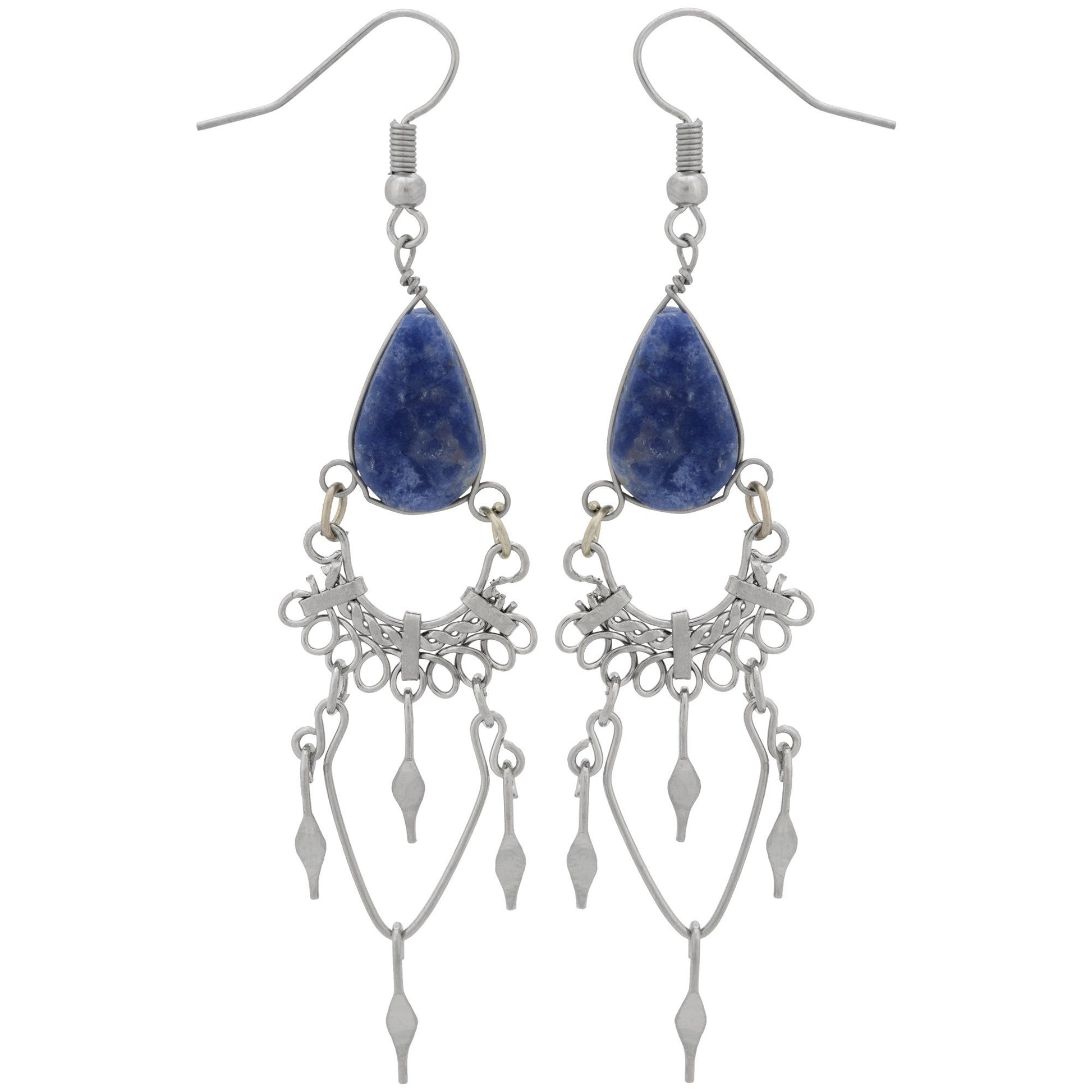 Swirls Chandelier Stone Earrings