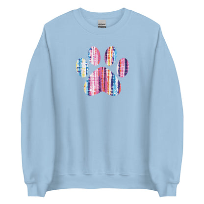 Hues of Pink Tie-Dye Paw Print Crewneck Sweatshirt