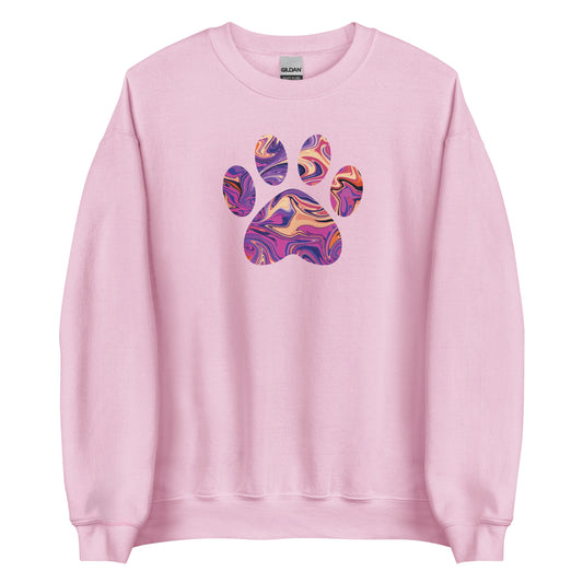 Purple Swirl Marbled Paw Crewneck Sweatshirt