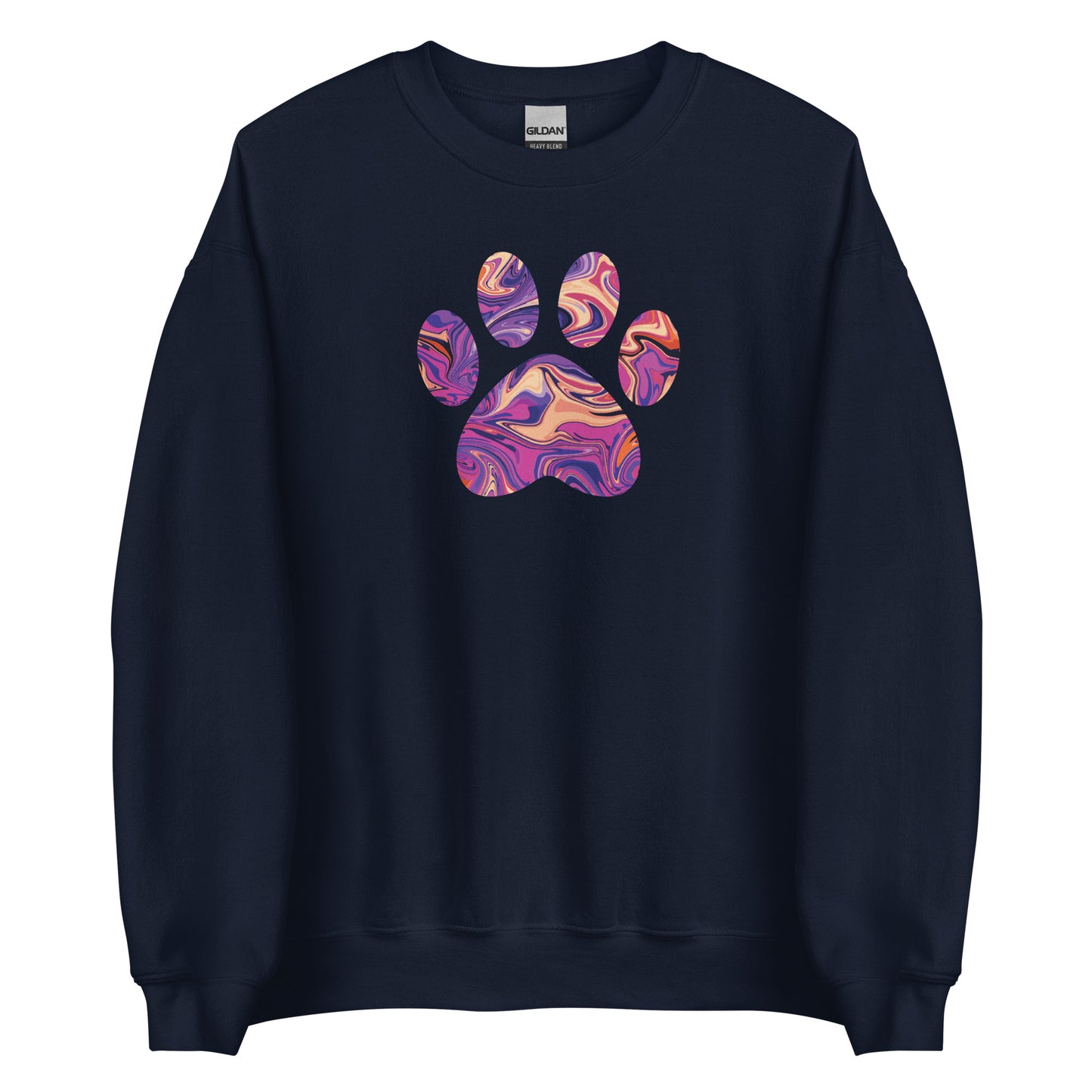 Purple Swirl Marbled Paw Crewneck Sweatshirt