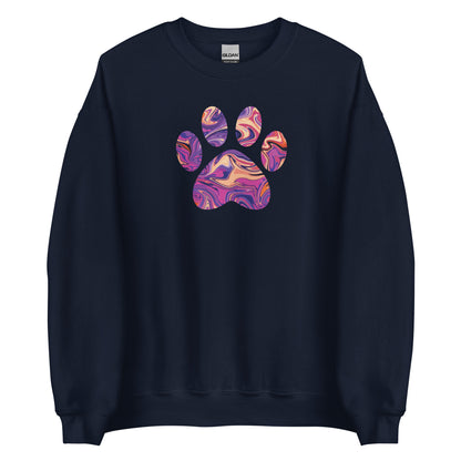 Purple Swirl Marbled Paw Crewneck Sweatshirt