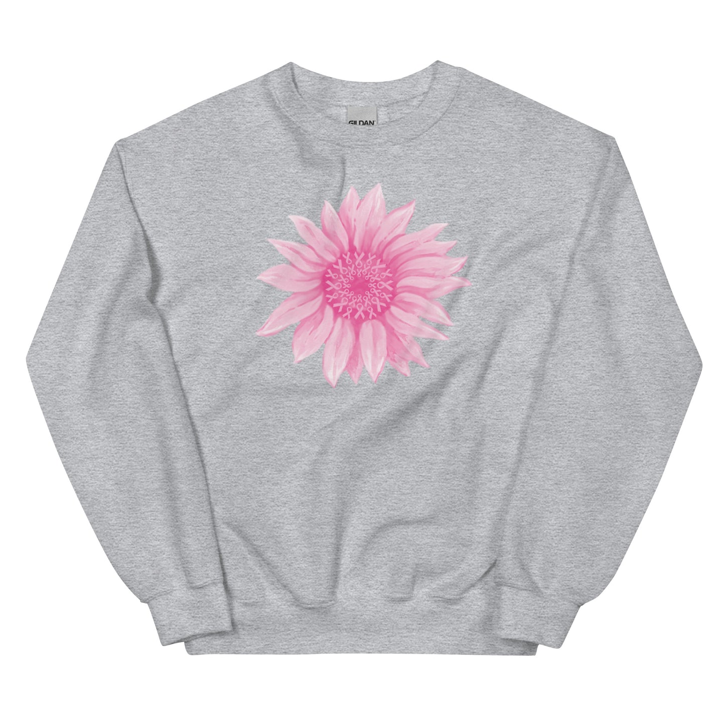 Pink Ribbon Sunflower Crewneck Sweatshirt