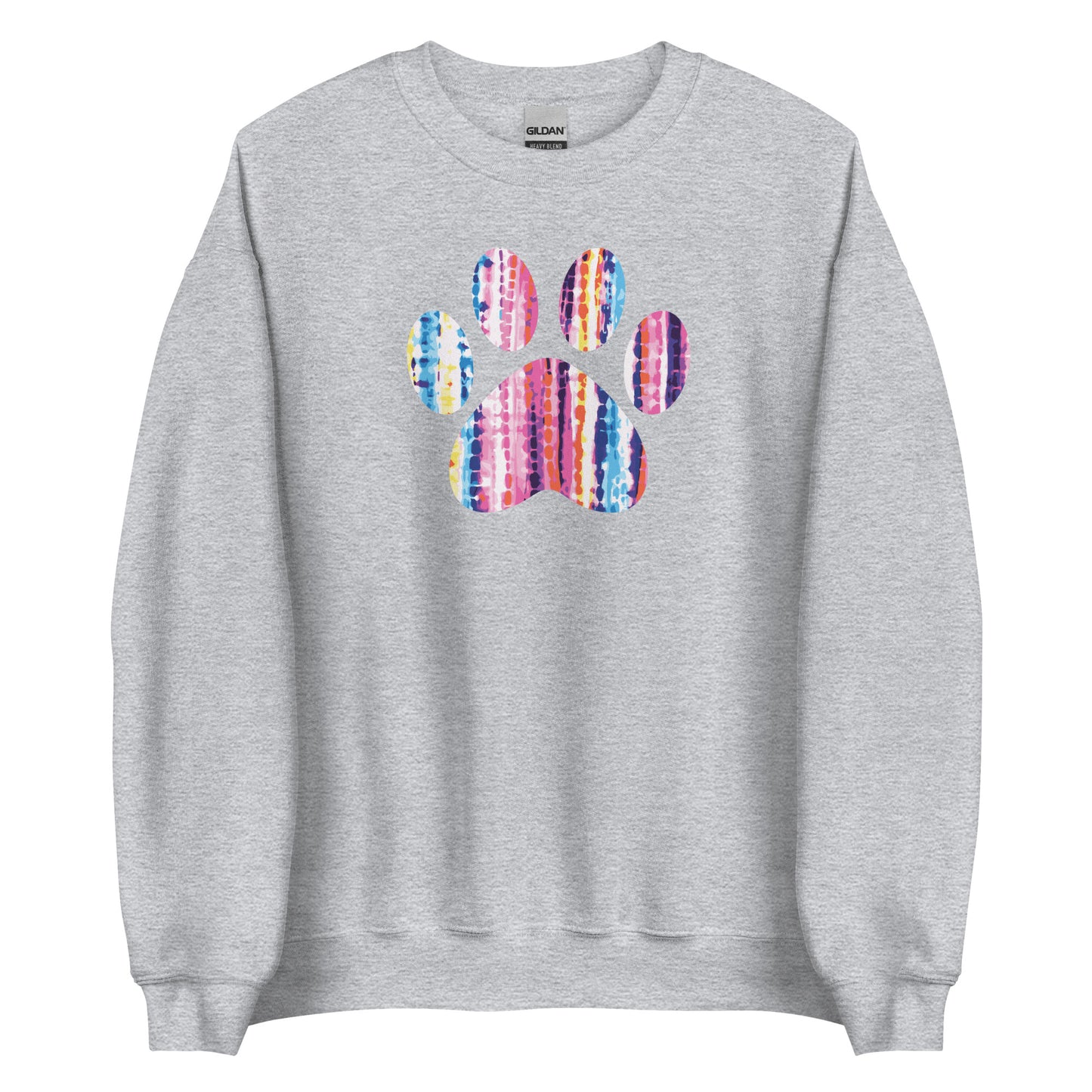 Hues of Pink Tie-Dye Paw Print Crewneck Sweatshirt