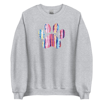 Hues of Pink Tie-Dye Paw Print Crewneck Sweatshirt