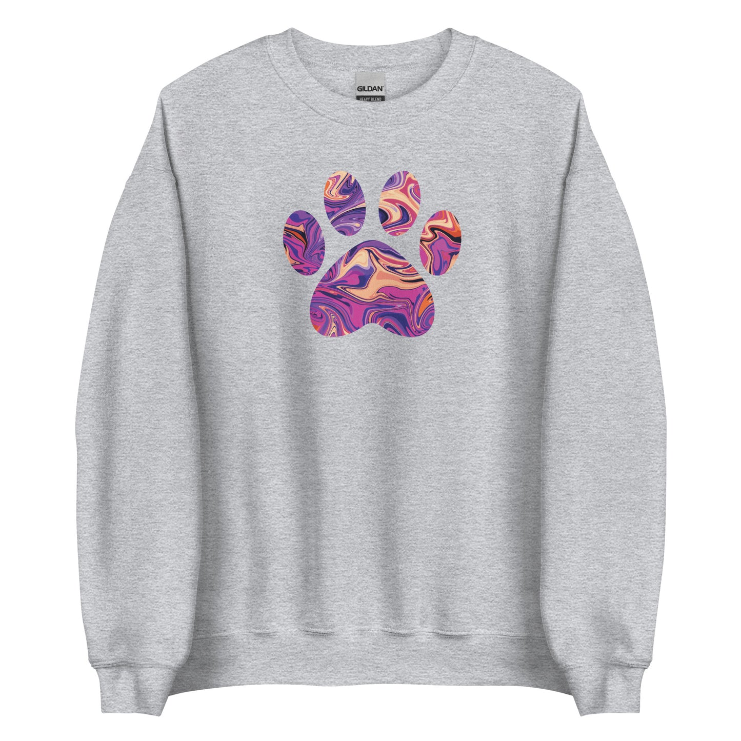 Purple Swirl Marbled Paw Crewneck Sweatshirt