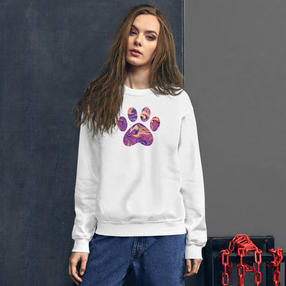 Purple Swirl Marbled Paw Crewneck Sweatshirt