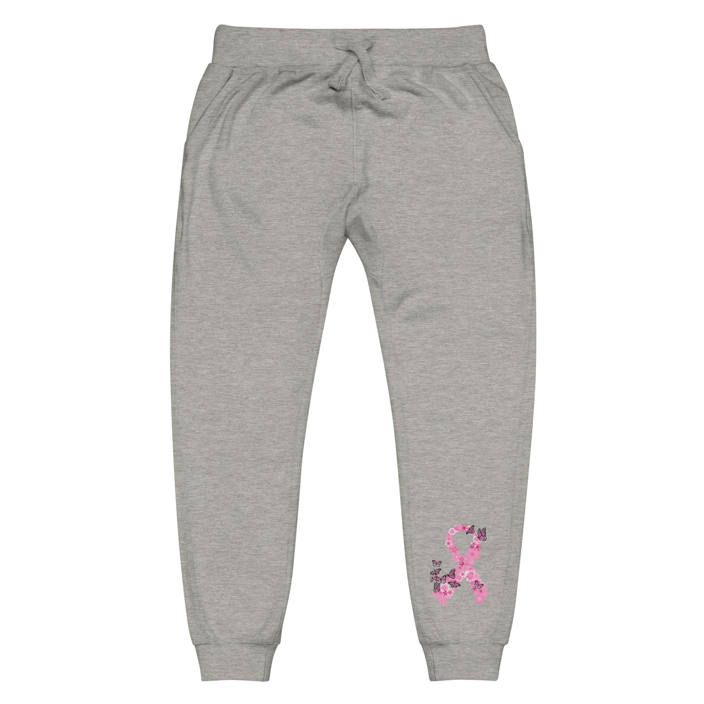 Pink Ribbon Butterflies Take Flight Fleece Sweatpants