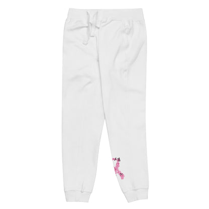 Pink Ribbon Butterflies Take Flight Fleece Sweatpants