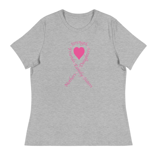 Pink Heart Ribbon Women's Relaxed T-Shirt