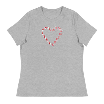 Candy Cane Heart Women's Relaxed T-Shirt