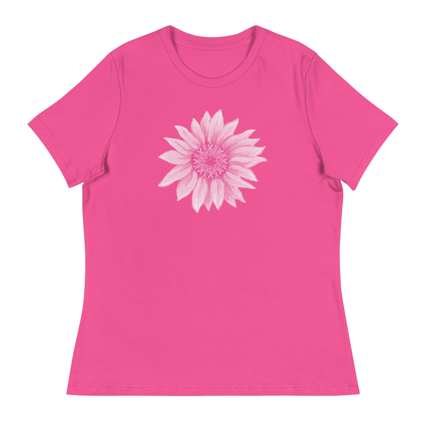 Pink Ribbon Sunflower Women's Relaxed T-Shirt