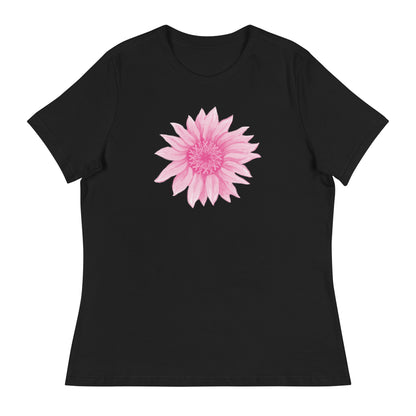 Pink Ribbon Sunflower Women's Relaxed T-Shirt