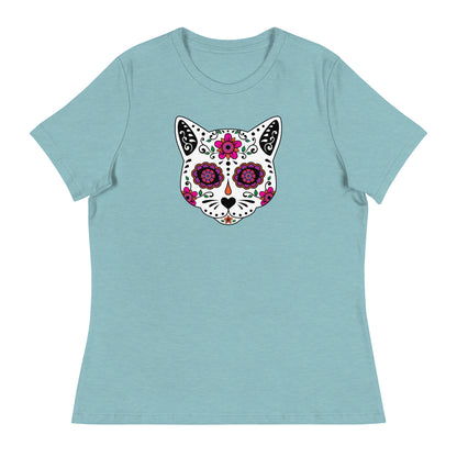 Sugar Skull Cat Women's Relaxed T-Shirt