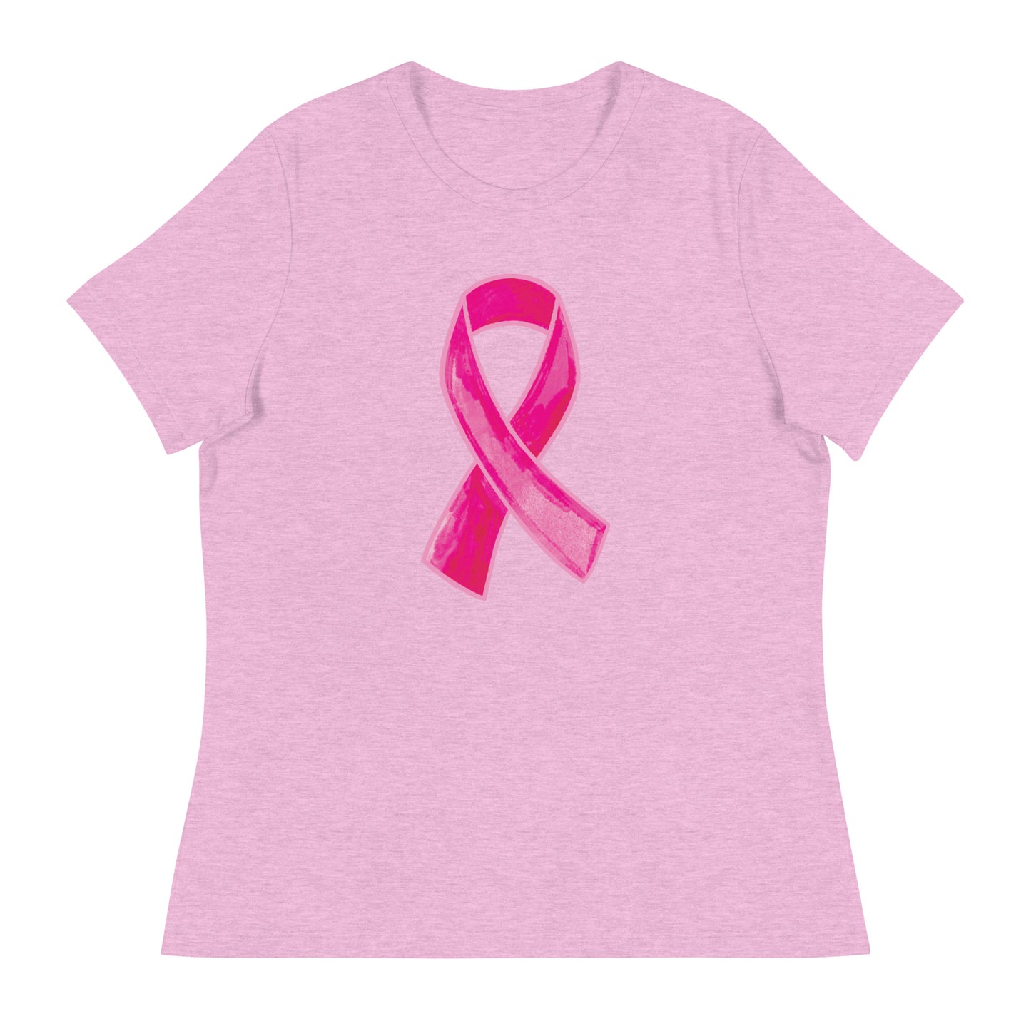 Watercolor Pink Ribbon Women's Relaxed T-Shirt
