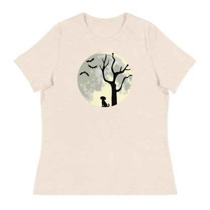 Spooky Tree & Pup Women's Relaxed T-Shirt