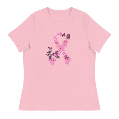 Pink Ribbon Butterflies Take Flight Women's Relaxed T-Shirt