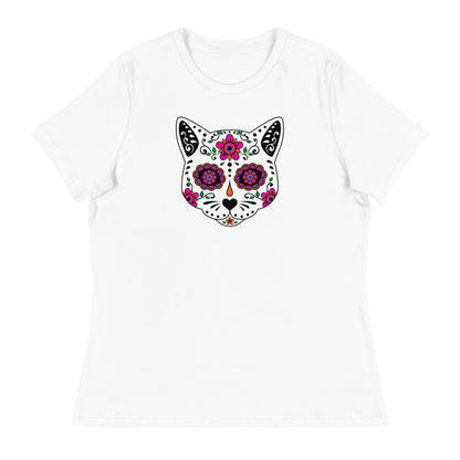 Sugar Skull Cat Women's Relaxed T-Shirt